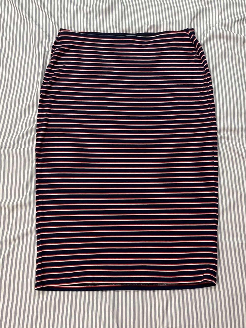 Old Navy Jersey Knit Pencil Midi Skirt - Red White & Blue Stripes